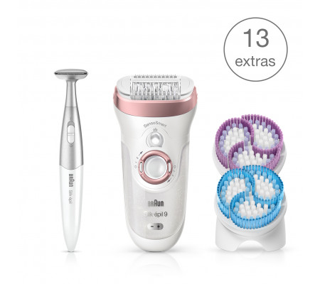 Braun Silk-épil 9 SkinSpa SensoSmart™ 9/980 Wet & Dry epilator with 13 extras incl. Silk-épil 3in1 trimmer.