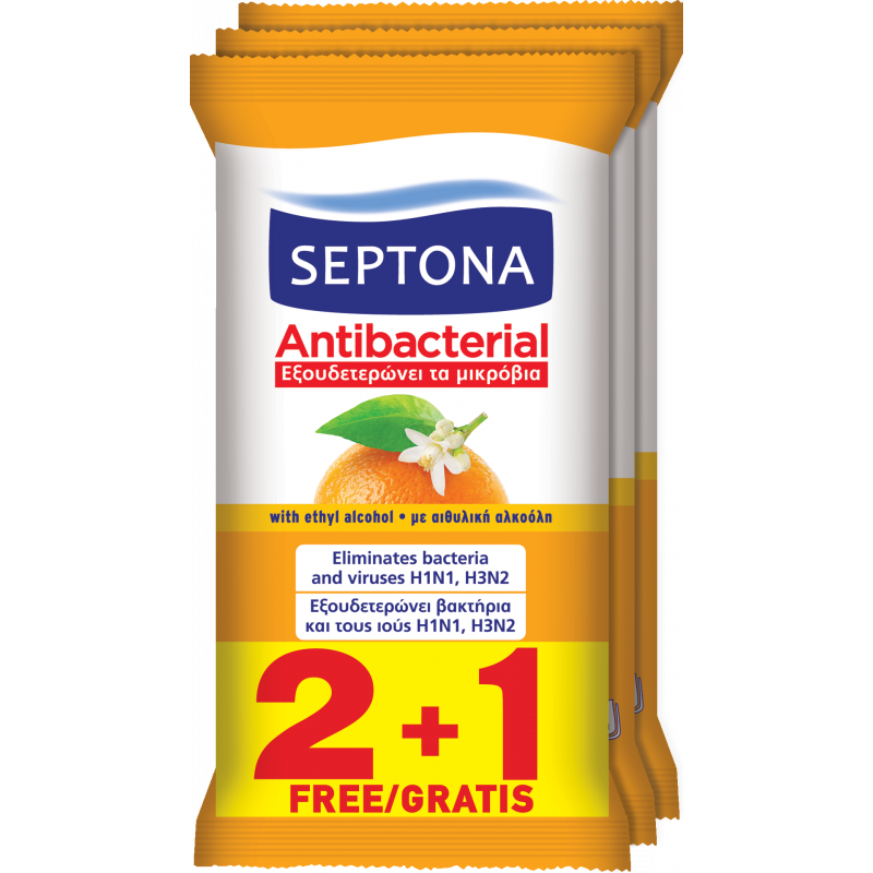 Septona Antibacterial Wipes Orange 15 pcs 2+1